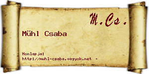 Mühl Csaba névjegykártya